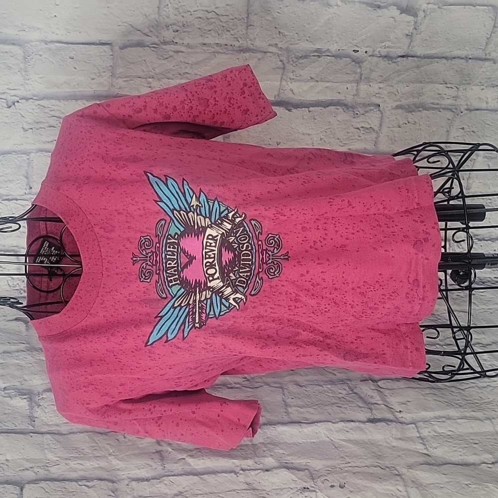 VINTAGE 1995 HARLEY DAVIDSON Pink‎ Huntsville, Alabama Women's Crop Blouse Small